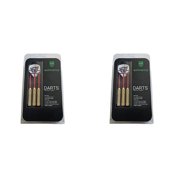 2x 3pc NRL Darts Manly Sea Eagles Team Design Flights & Shafts Case Included