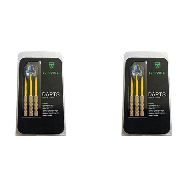 2x 3pc NRL Darts Gold Coast Titans Team Design Flights & Shafts Case Included