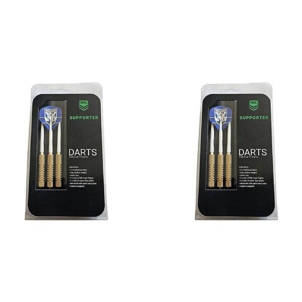 2x 3pc NRL Darts Canterbury Bulldogs Team Design Flights & Shafts Case Included