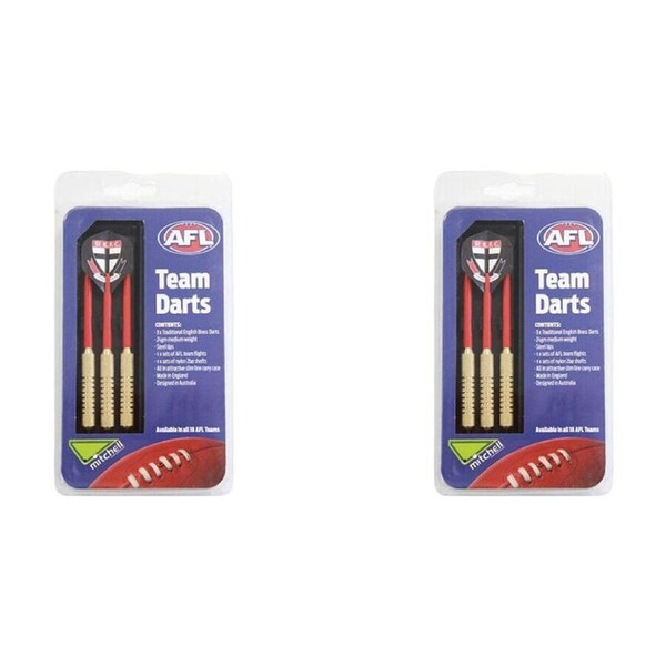 2x 3pc AFL Brass Darts St Kilda Saints Team Design Flights & Shafts In Case