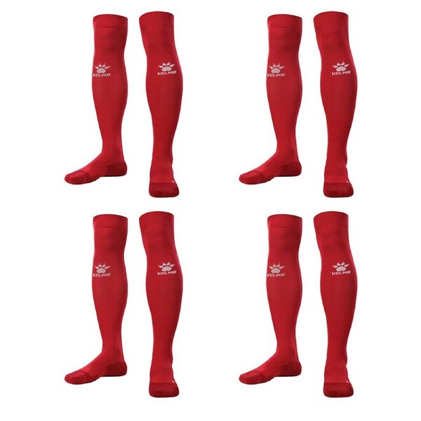 4PK Kelme Sport Full-Length Football Soccer Grip Socks Anti Slip Red/White