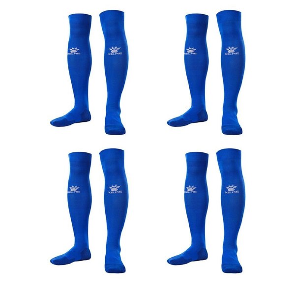 4PK Kelme Sport Full-Length Football Soccer Grip Sock Anti Slip Royal Blue/White