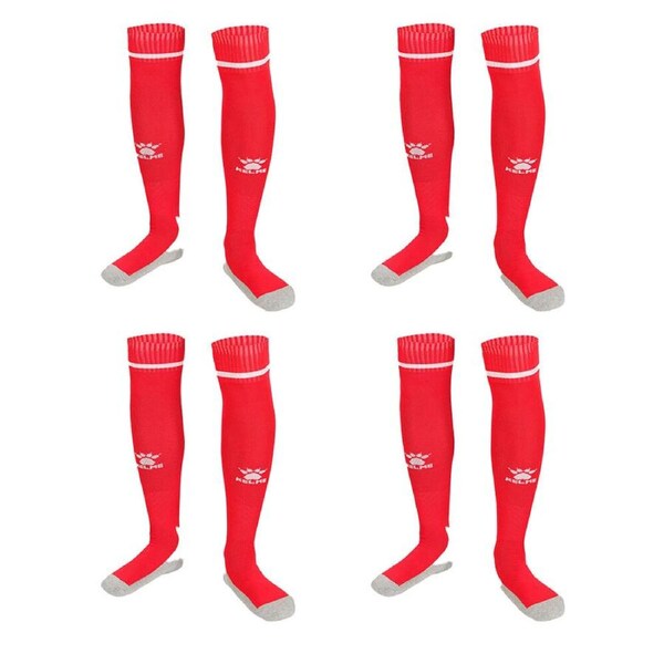 4PK Kelme Sport Full Length Football Soccer Socks Size US6-11 Red/White