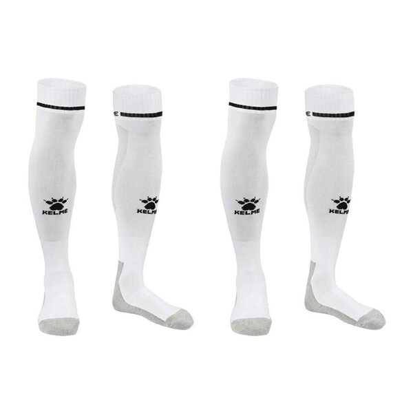 2PK Kelme Sport Kids Full Length Football Soccer Socks Size US1-5 White/Black