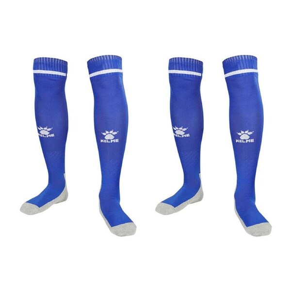 2PK Kelme Sport Kids Full Length Football Soccer Socks US1-5 Royal Blue/White