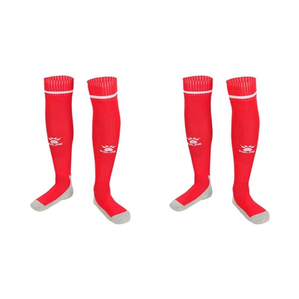2PK Kelme Sport Kids Full Length Football Soccer Socks Size US1-5 Red/White