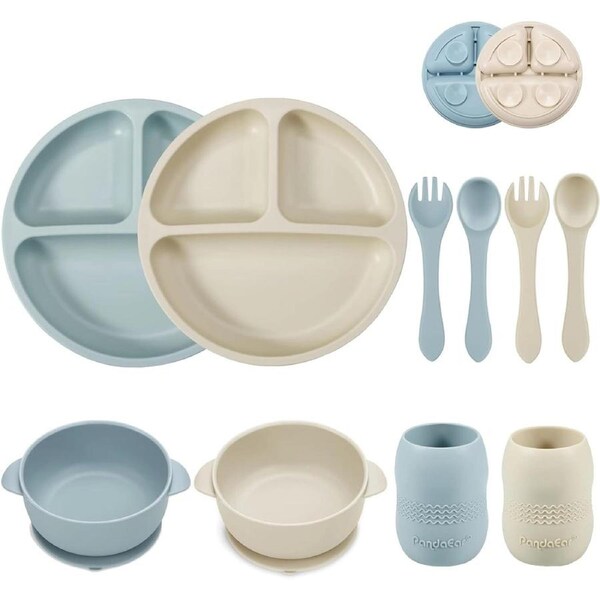 (10PCS)Silicone Baby Feeding Set,Baby Led Weaning Supplies Self Feeding Utensils