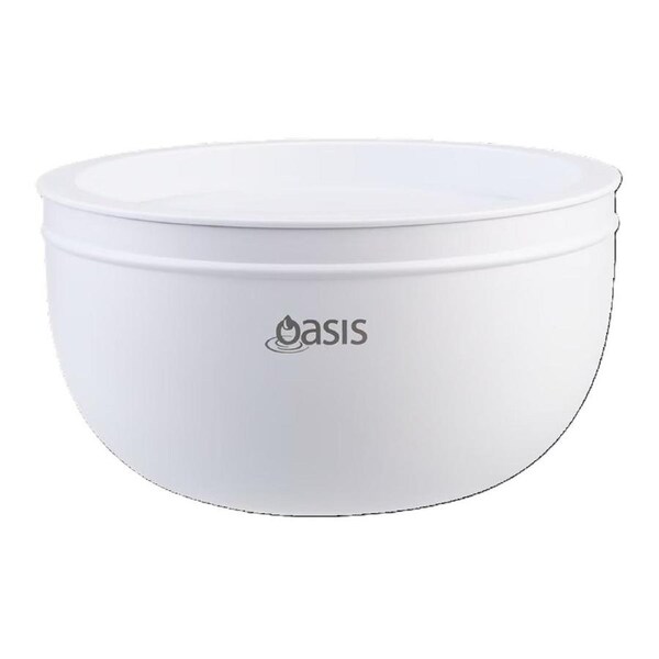 Oasis S/S Double Wall Salad Bowl with Lid 2.8l - White