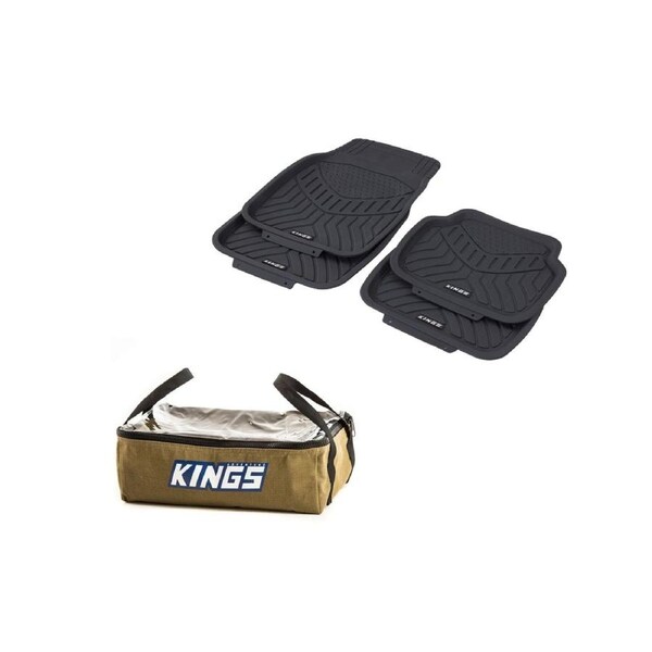 Kings Deep Dish Floor Mats (4 Pack) + Clear Top Canvas Bag- Storage - Heavy-duty