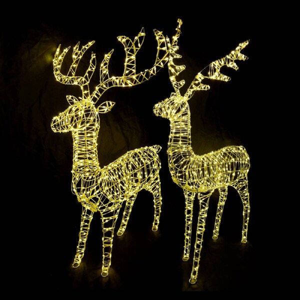 Christmas Decoration 3D Frame Standing Buck & Doe Set 150cm Warm White LED Outdoor