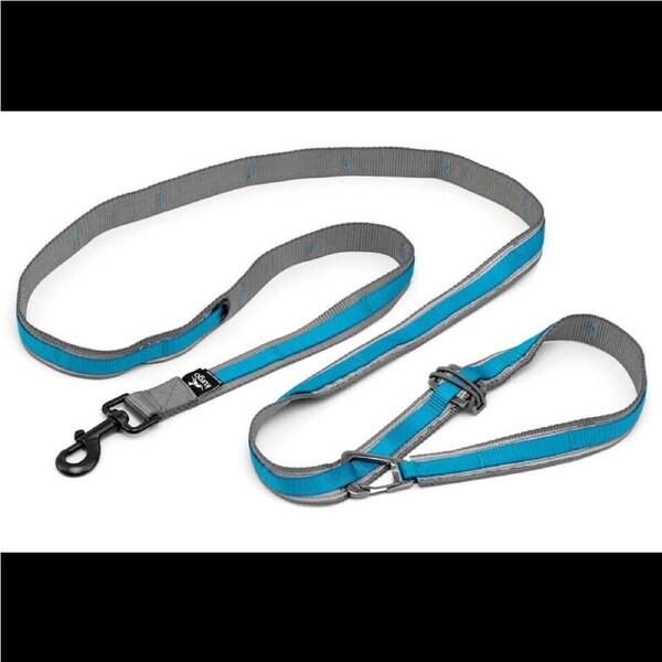 Kurgo Quantum 6-in-1 Dog Lead Blue 183cm ? Adjustable Hands-Free Leash for Dogs