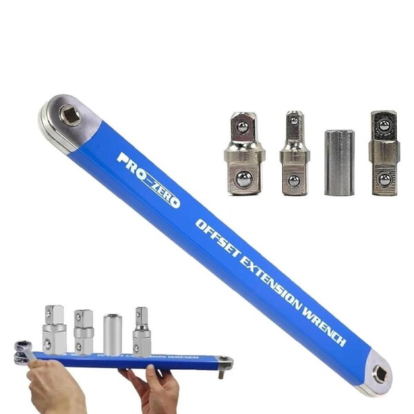 39cm Spanner Offset Extension Wrench Set Ratchet Spanner Extender with Adapters