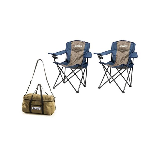 2x Kings Essential Camping Chair + Canvas Travel Bag