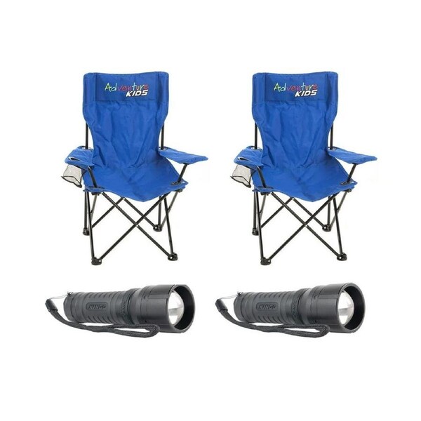 2 x Kids Camping Chair + 2 x Mini LED Torch