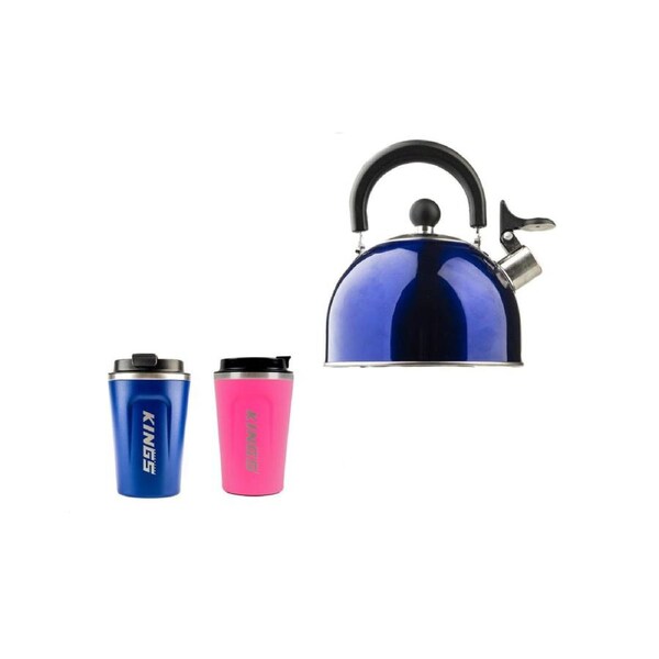 Kings Camping Kettle + Blue and Pink Coffee Cup