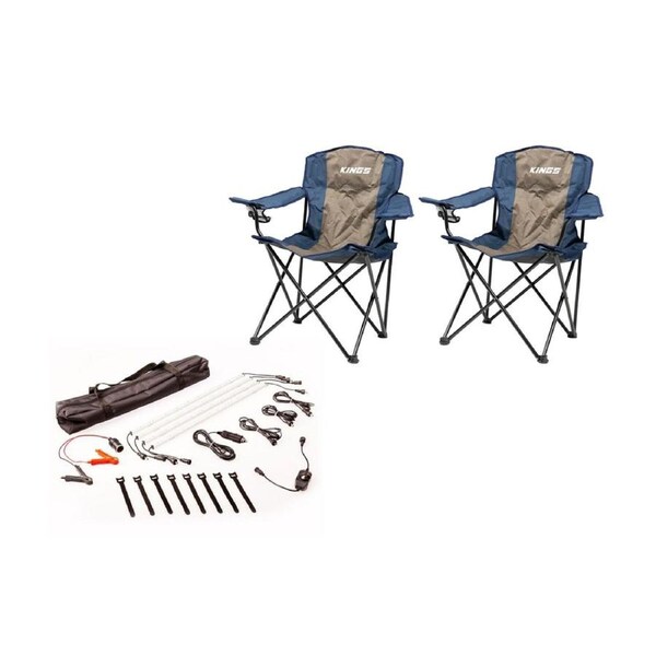 2x Essential Camping Chair + Illuminator 4 Bar Camp Light Kit