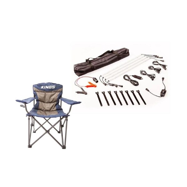 4 Bar Camp Light Kit + Throne Camping Chair 300 kg rating