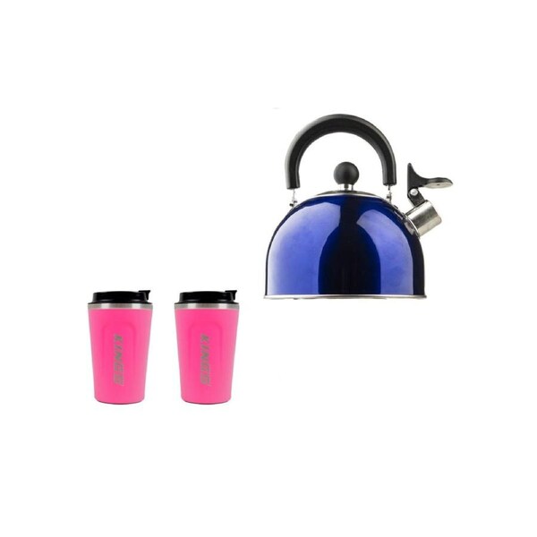 Kings Camping Kettle + 2x Pink Coffee Cup