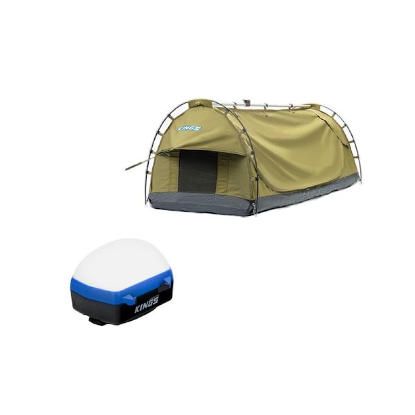 Kings Deluxe Single Swag + Rechargeable LED Lantern