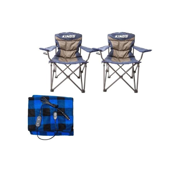 2x Kings Throne Camping Chair + 12V Heated Blanket