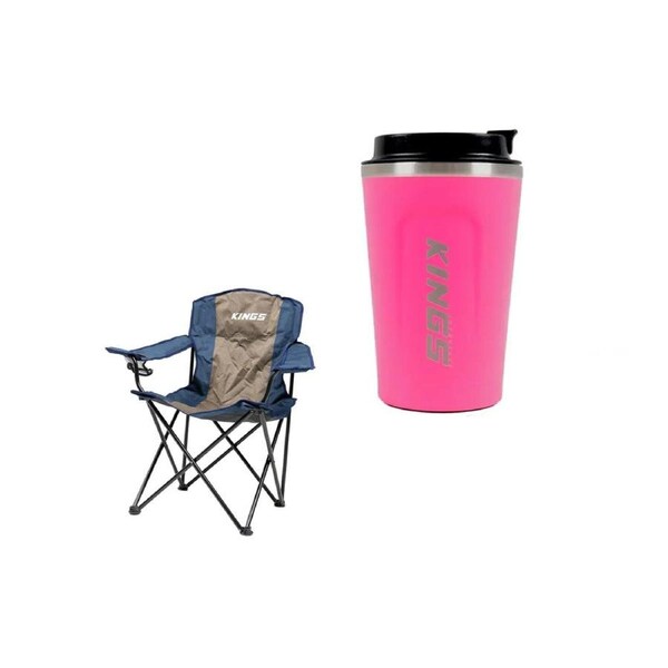 Kings Coffee Cup Pink + Essential Camping Chair
