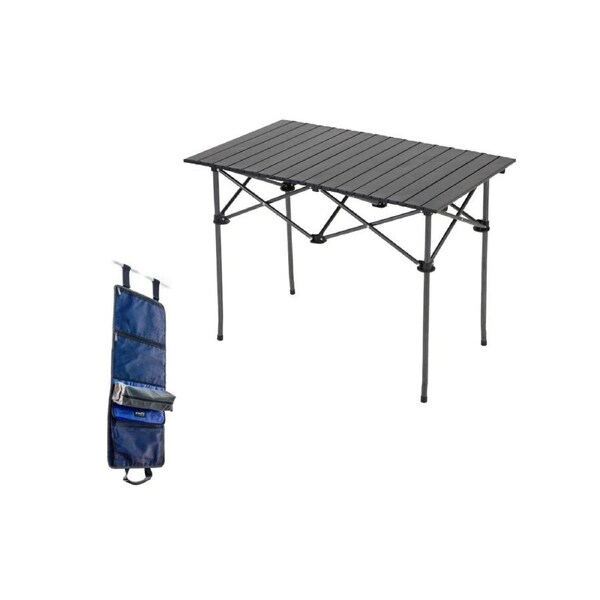 Kings Aluminium Roll Up Camping Table + Hanging Camp Caddy