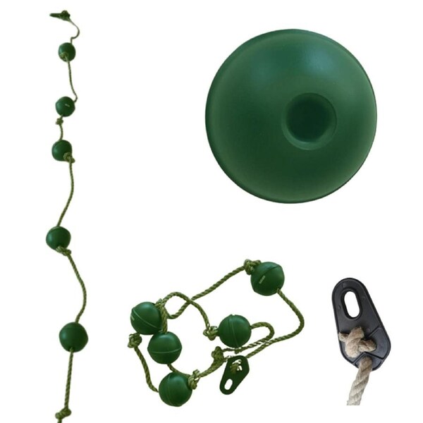 Climbing Rope with 5 Abacus Balls - Green