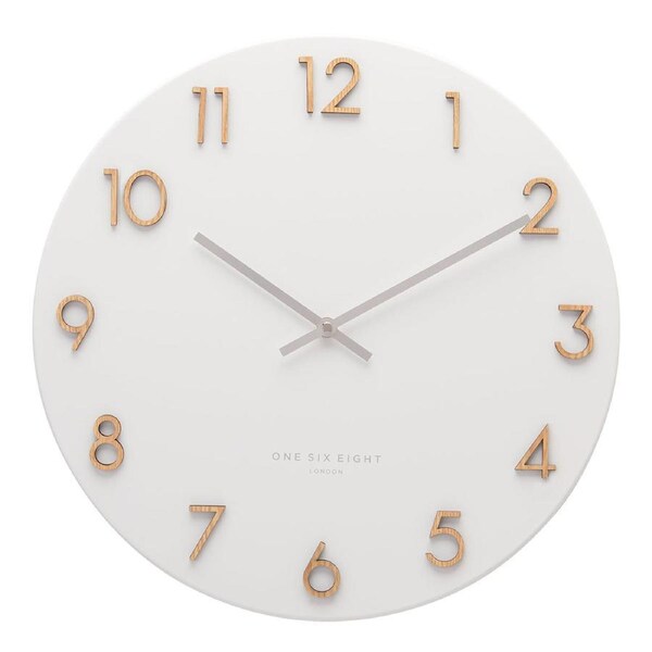One Six Eight London Katelyn Wall Clock White Design Silent Quartz 40cm