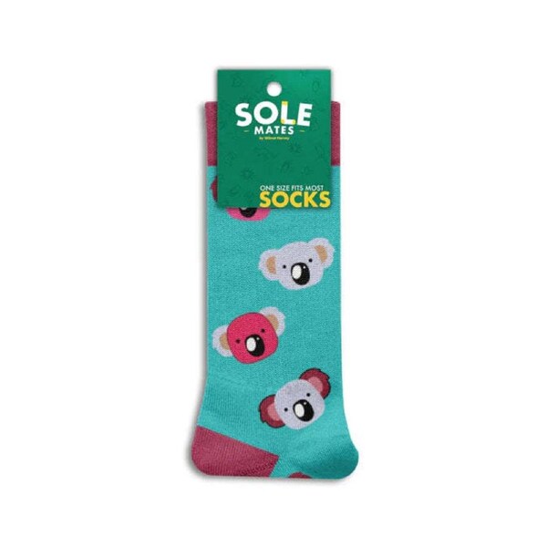 Sole Mates Koala Design One Size Fits All Socks Turquoise