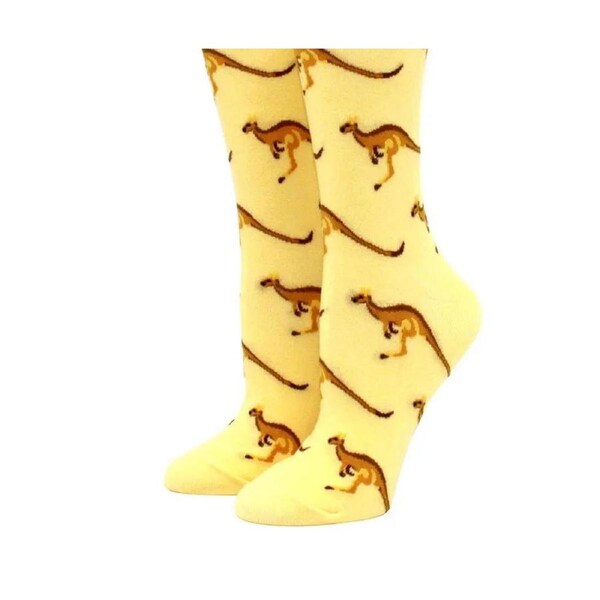 Sole Mates Kangaroo Design One Size Fits Most Socks Yellow