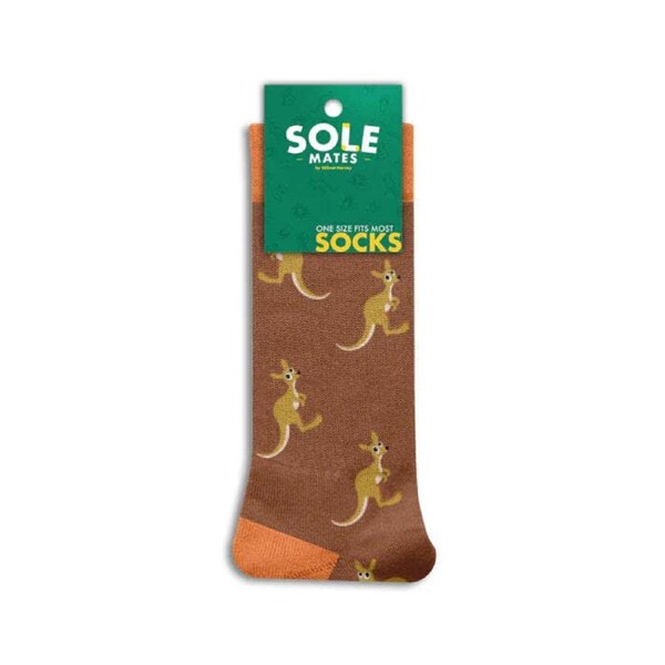 Sole Mates Kangaroo Design One Size Fits Most Socks Brown