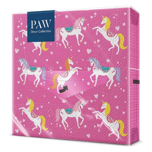 Paw Vibrant Unicorn 33x33cm Eco-Friendly 3-Ply Strength Napkins Pack of 20