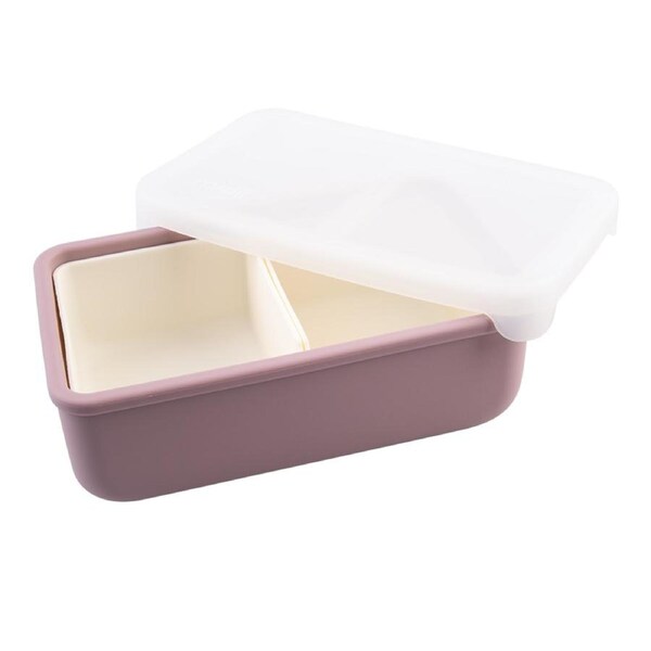 Melii Luxe Silicone Bento 2 Compartments Food Storage Box 700ml Pink/Ivory
