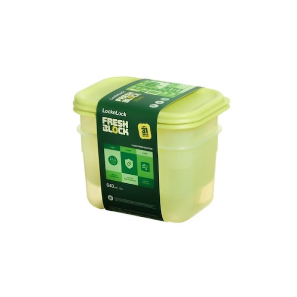 Lock & Fresh Block Containers Food Storage Set 640mL Pack of 2