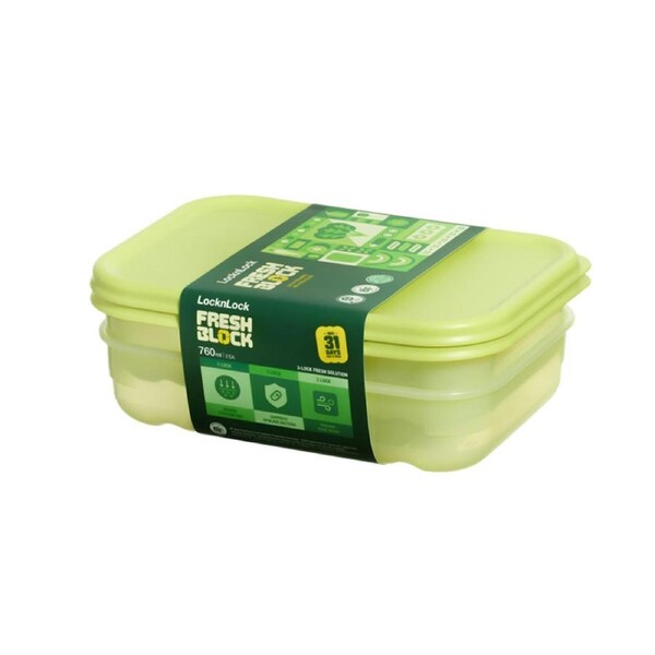 Lock & Fresh Block Containers Food Storage Set 760mL Pack of 2