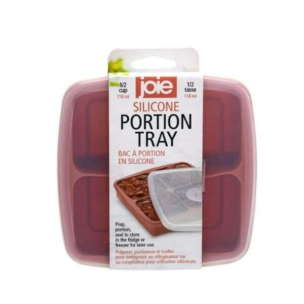 Silicone Portion Tray With Lid - 1 Cup/237ml 4 Portions - Assorted Colours