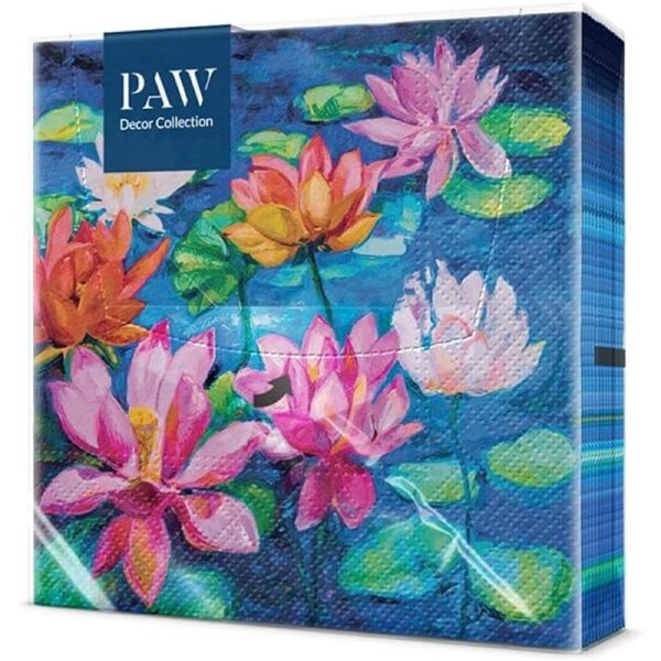 Paw Lily Pond Patterned 33x33cm Eco-Friendly Paper Napkins Pack of 20