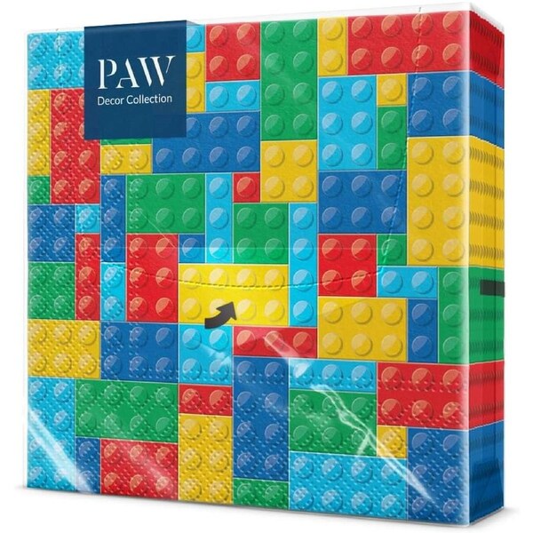 Paw Napkins Colourful Bricks Premium Paper 33x33cm Eco-Friendly Pack of 20