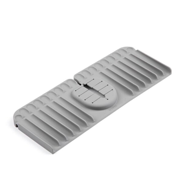 Progressive Silicone Sink Mat With Splash Guard Foldable Backsplash Protection.