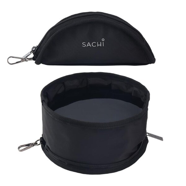 Sachi Pupbowl Travelling Portable Folding Dog Feeding Bowl Black