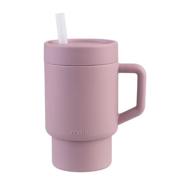 Melii Luxe Silicone Tumbler Water Bottle w/ Straw 290ml Pink