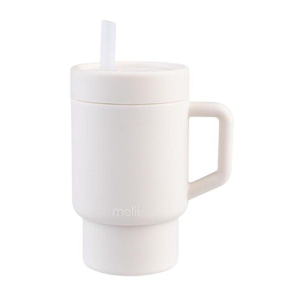 Melii Luxe Silicone Tumbler Water Bottle w/ Straw 290ml Ivory