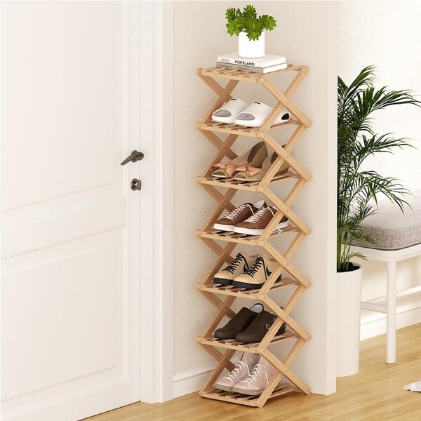 Artiss 7 Tier Foldable Shoe Rack Organizer Shelf Entryway Bamboo