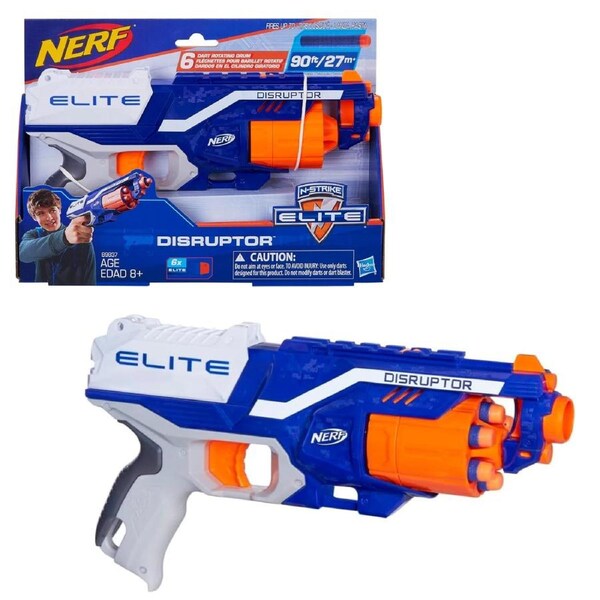 Nerf Elite Disruptor Blaster with 6-Dart Rotating Drum and Slam-Fire Action Toy