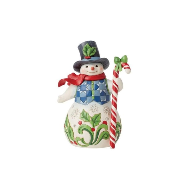 Heartwood Creek by Jim Shore Snowman with Candy Cane - Sweet Christmas Wishes