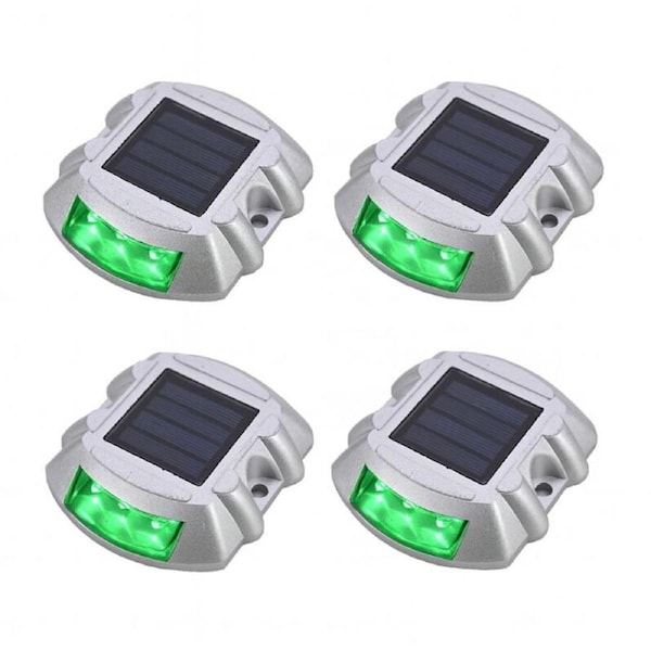 4x Solar Driveway Lights Deck Pathway Lights Solar Dock LED Light Safety Light Green Light