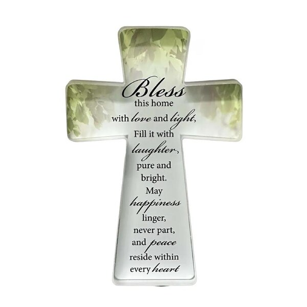 Glass Cut Standing Cross - Bless This House