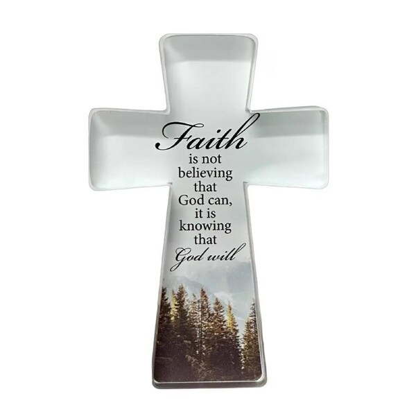 Glass Cut Standing Cross - Faith
