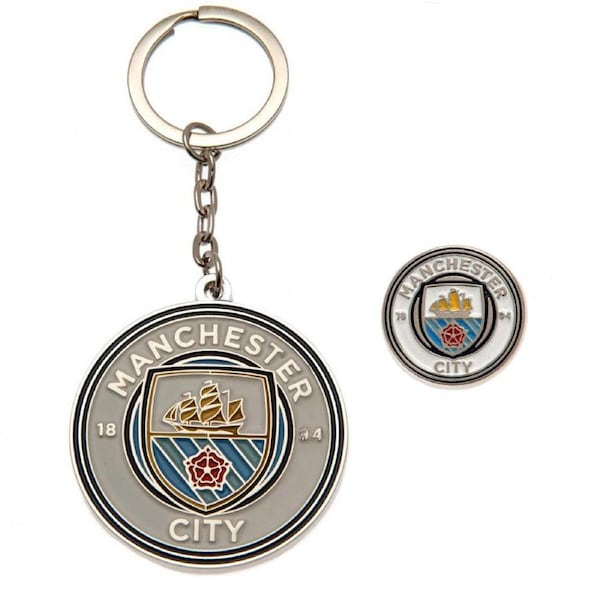 Manchester City FC Keyring & Badge Set