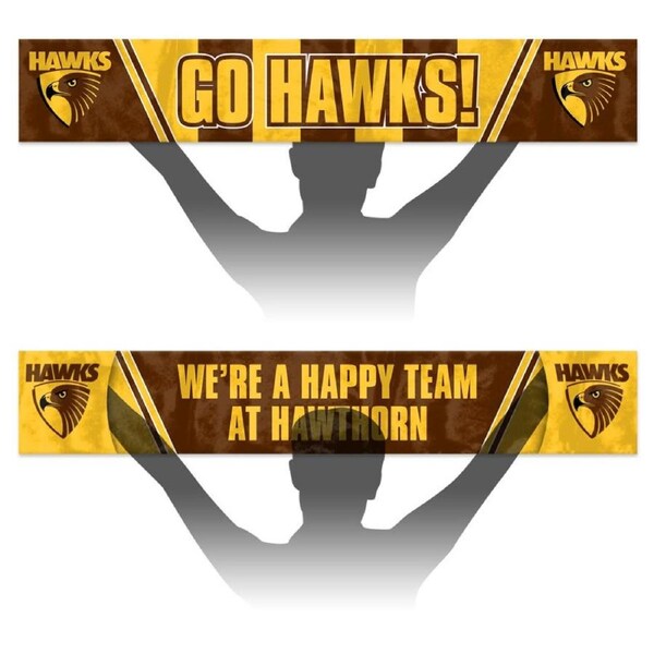 Hawthorn Hawks AFL Aussie Rules Banner Flag with Hand Pockets